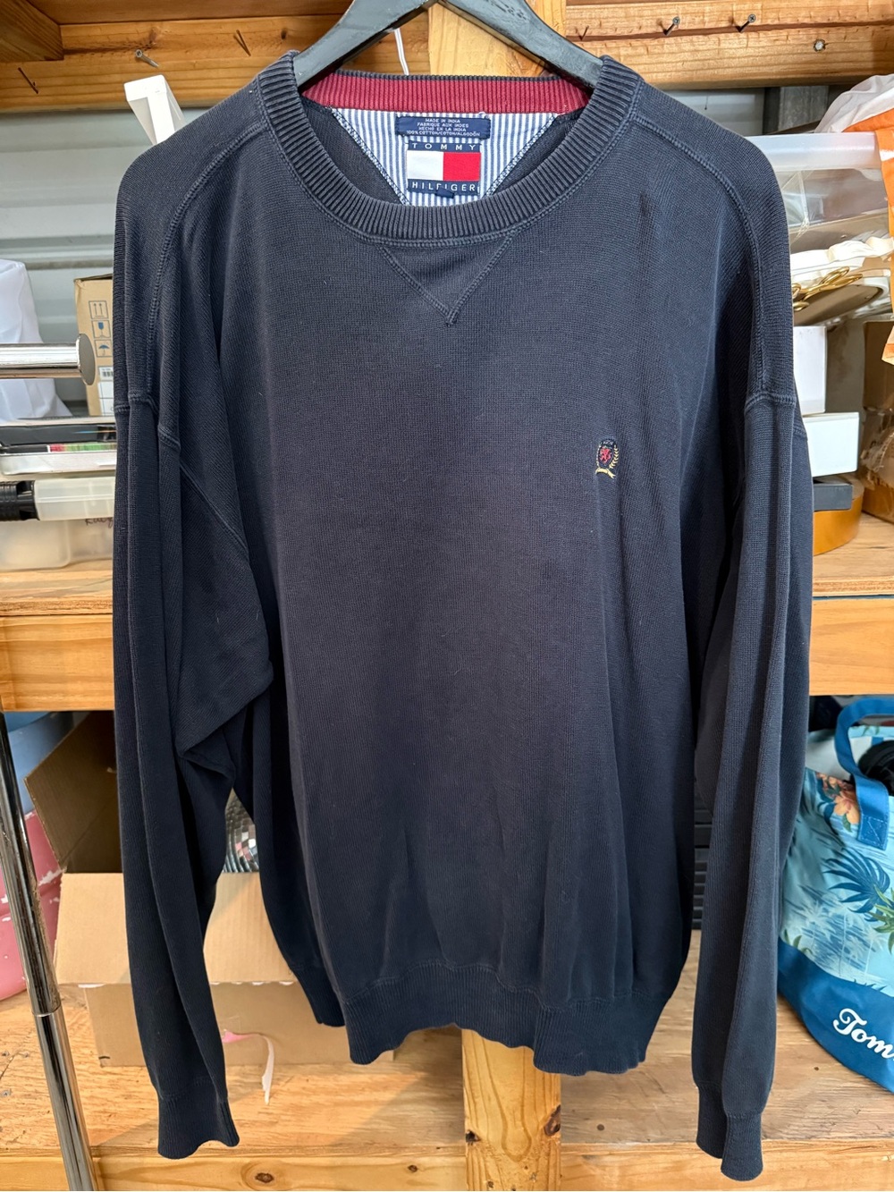Tommy Hilfiger Black Crewneck Sweatshirt with Small Logo